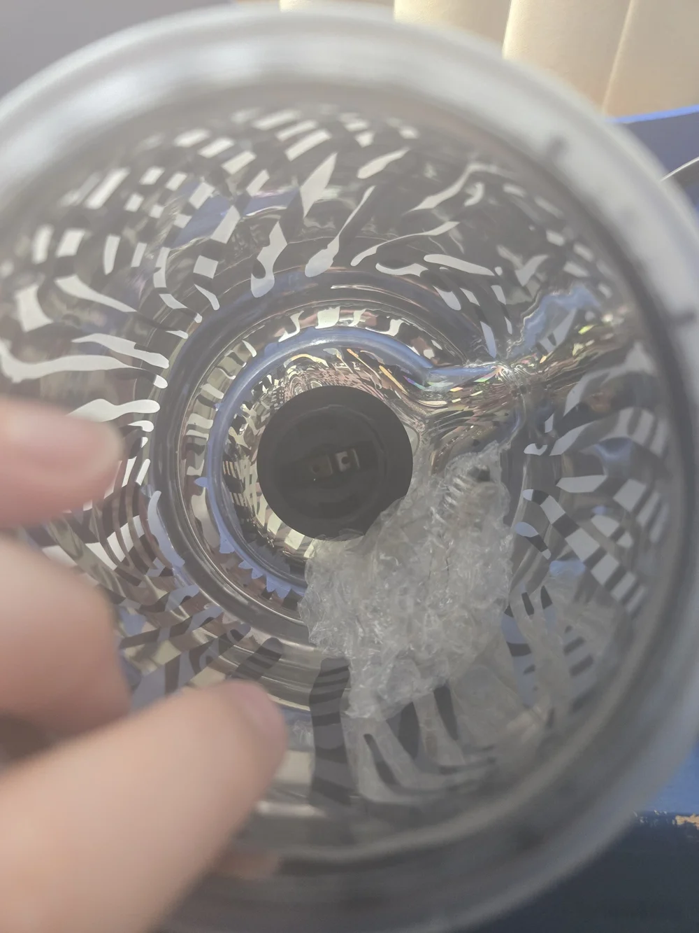 Zebra-Pattern Glass Wax Warmer in Frosted Silver